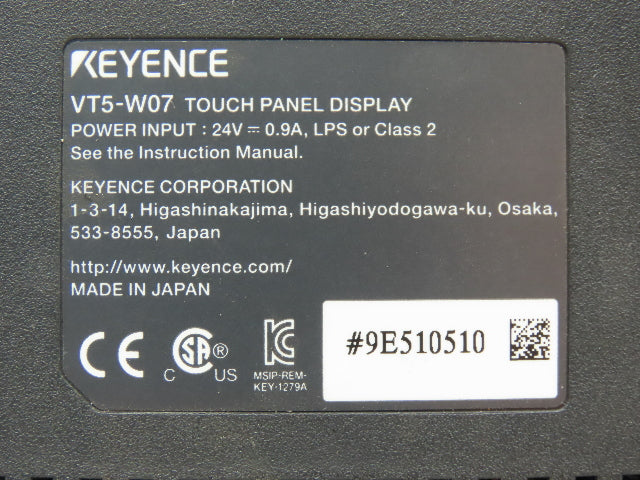 Keyence VT5-W07 Touch Panel Display Interface PLC 24V Nutrunner