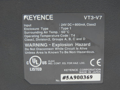 Keyence VT3-V7 7" VGA Color Touch Panel Display Operator Interface PLC 24V