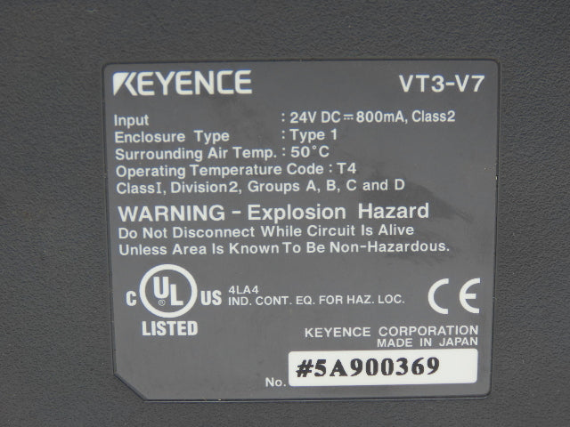 Keyence VT3-V7 7" VGA Color Touch Panel Display Operator Interface PLC 24V