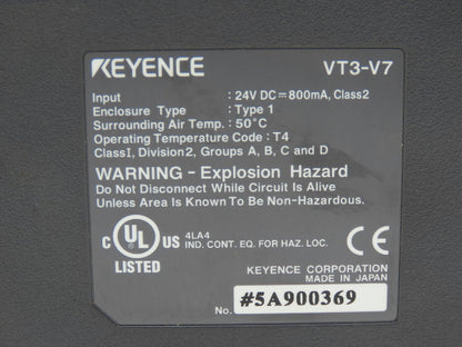 Keyence VT3-V7 7" VGA Color Touch Panel Display Operator Interface PLC 24V