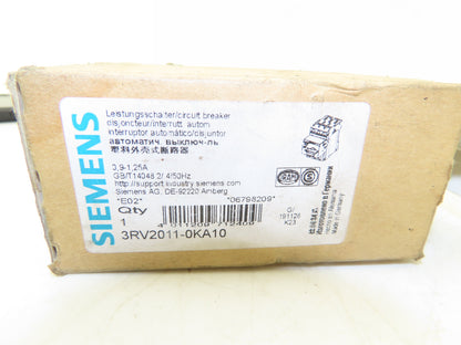 Siemens 3RV2011-0KA10 Circuit Breaker 0.9-1.25 Amp 600V 3/4HP 3Ph