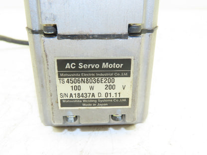 Matsushita Welding TS4506N8036E200 AC Servo Motor 100W 200V