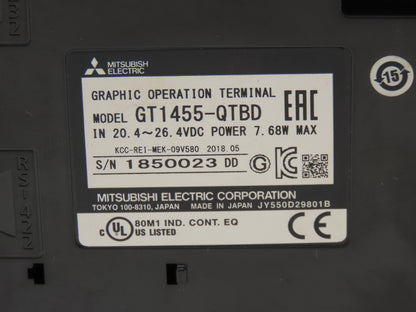 Mitsubishi GT1455QTBD 5.7" VGA Color Touch Panel 320x240p 24vdc Graphic Terminal