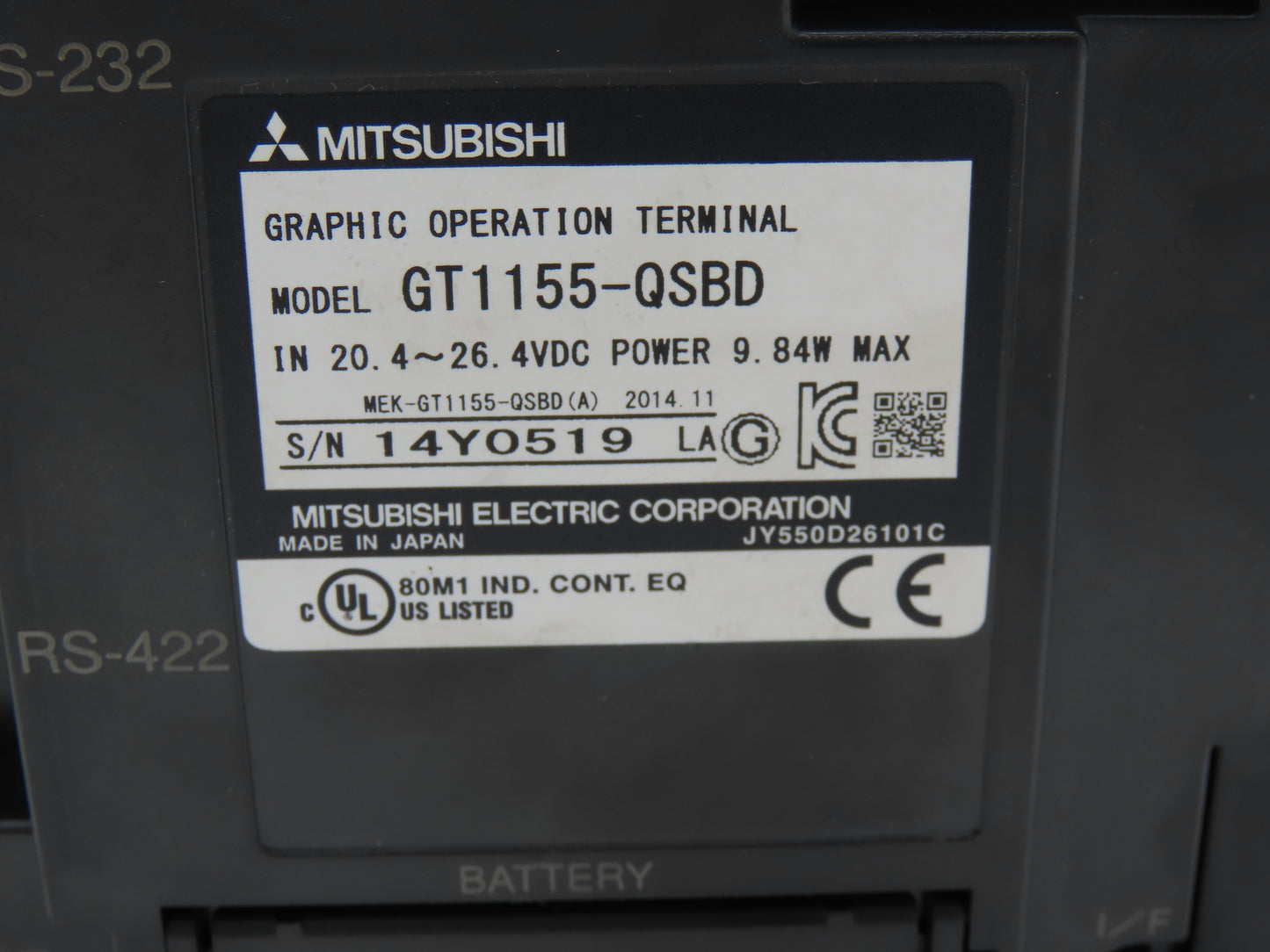 Mitsubishi GT1155QSBD 5.7" VGA Color Touch Panel 320x240p 24vdc Graphic Terminal