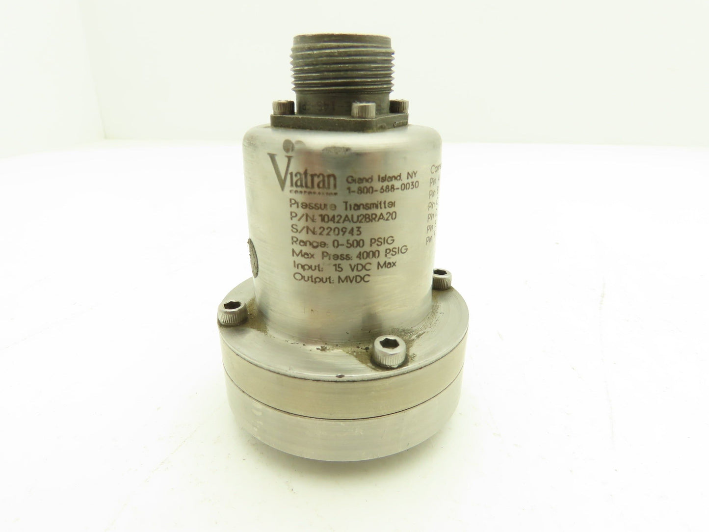 Viatran 1042AU2BRA20 Pressure Transducer 500 PSIG 15 VDC