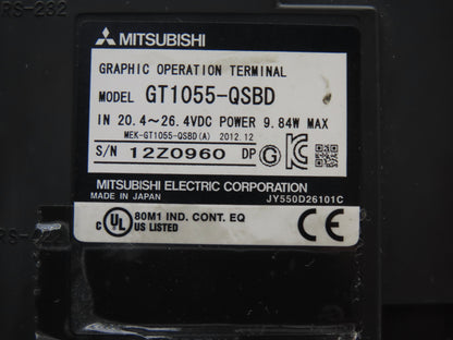 Mitsubishi GT1055QSBD 5.7" VGA Color Touch Panel 320x240p 24vdc Graphic Terminal