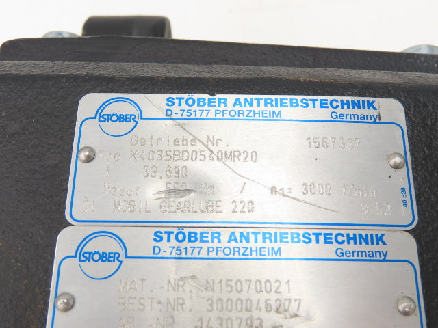 Stober K403SBD0540MR20 ServoFit Gearbox 53.69 Ratio Reducer Hollow Shaft 550Nm