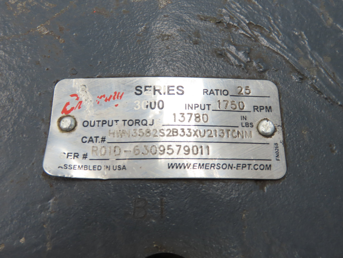 Emerson Browning HWN35B2S2B33XU213TCNM Gearbox 25:1 Reducer Dual Shaft 213TC