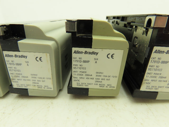 Allen Bradley 1791D-8B8P 8-Pt Input 8-Pt Output Block 24VDC Ser A Lot of 4