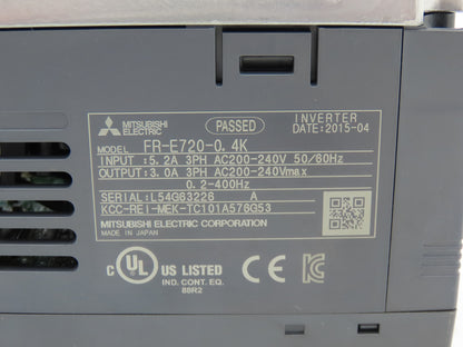 Mitsubishi FR-E720-0.4K Variable Frequency Drive Motor Inverter Control 0.4kW