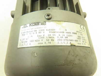 Kuenle K71 G4BTH Gearmotor 9.75 Ratio Reducer 167rpm .44kw 240/480VAC 3PH