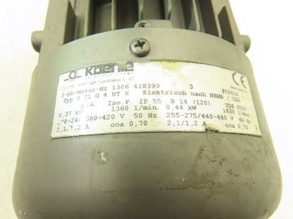 Kuenle K71 G4BTH Gearmotor 9.75 Ratio Reducer 167rpm .44kw 240/480VAC 3PH