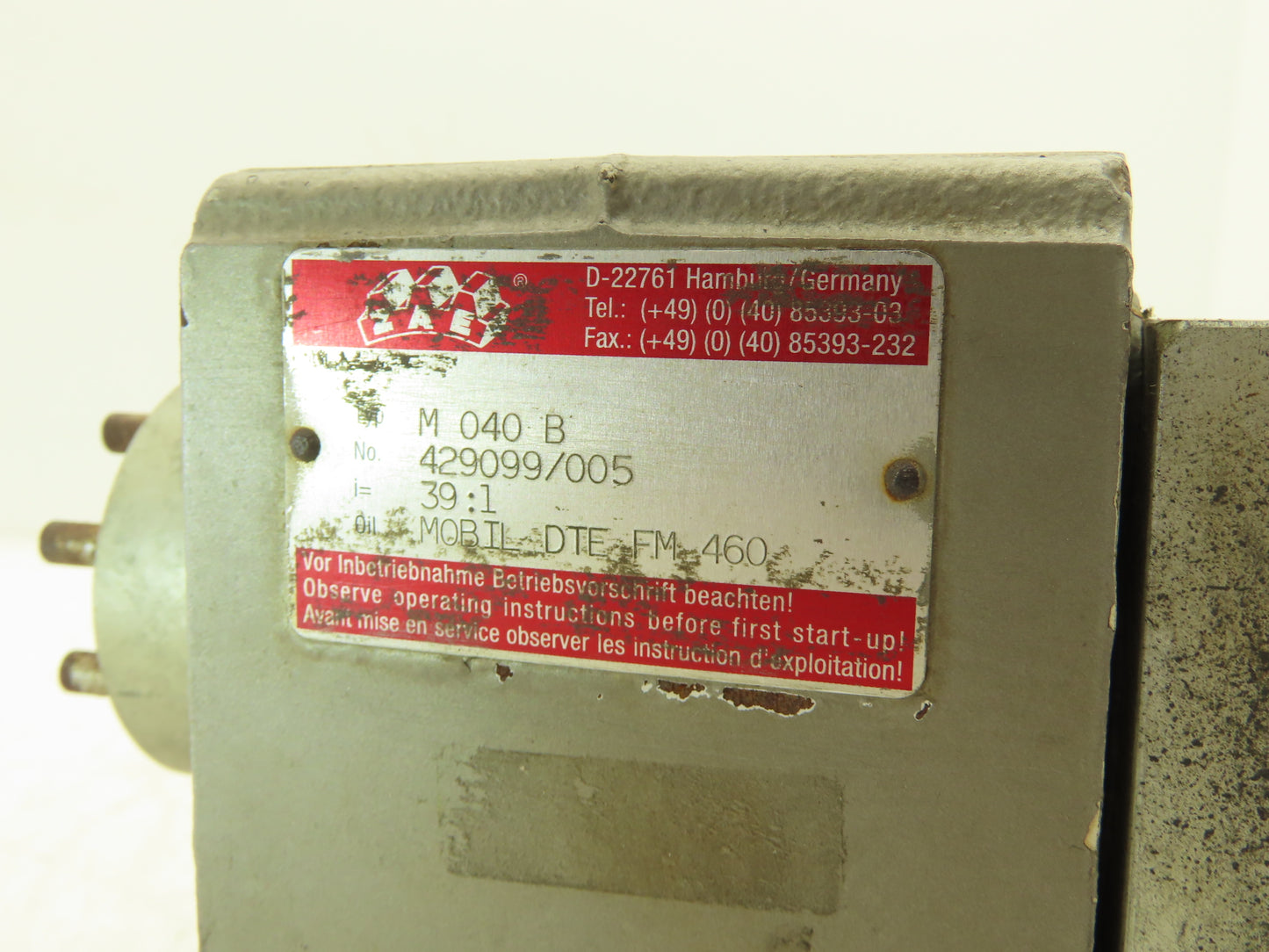 Schubert 4DF71B-4 Gearmotor 39:1 Ratio Reducer 43rpm .25kw 240/480VAC 3PH