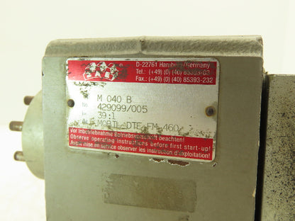 Schubert 4DF71B-4 Gearmotor 39:1 Ratio Reducer 43rpm .25kw 240/480VAC 3PH