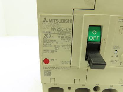 Mitsubishi Electric NV250-CV Circuit Breaker Ground Fault 200A 3Ph 100-440V