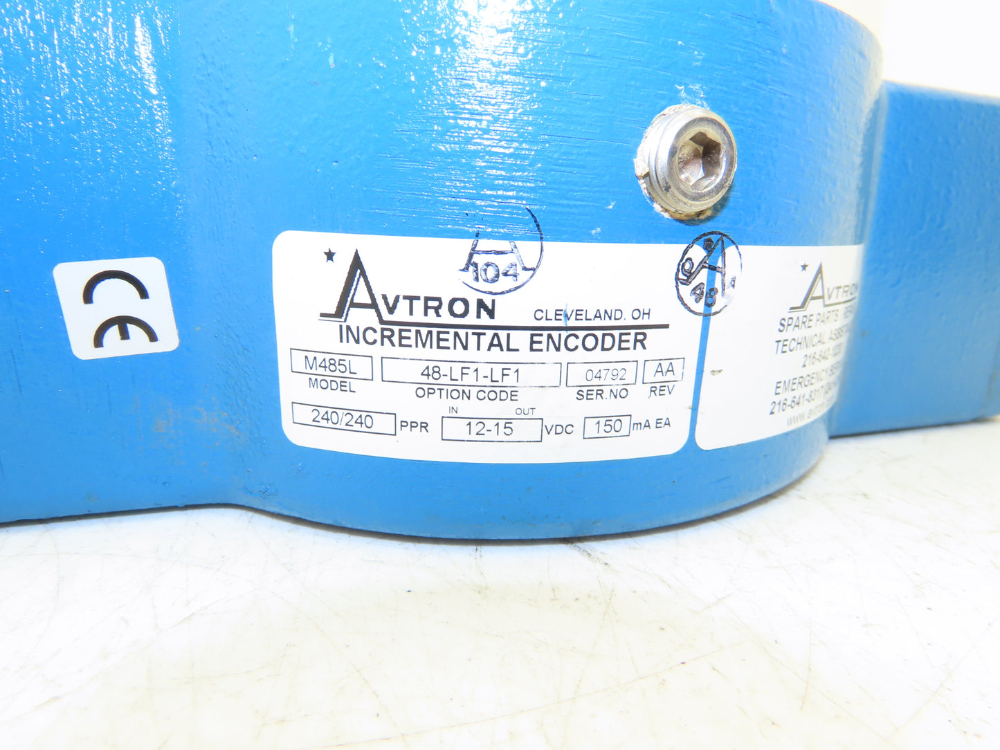 Avtron M485L 48-LF1-LF1 Pulse Generator Rotary Encoder 12VDC 240 PPR 56C