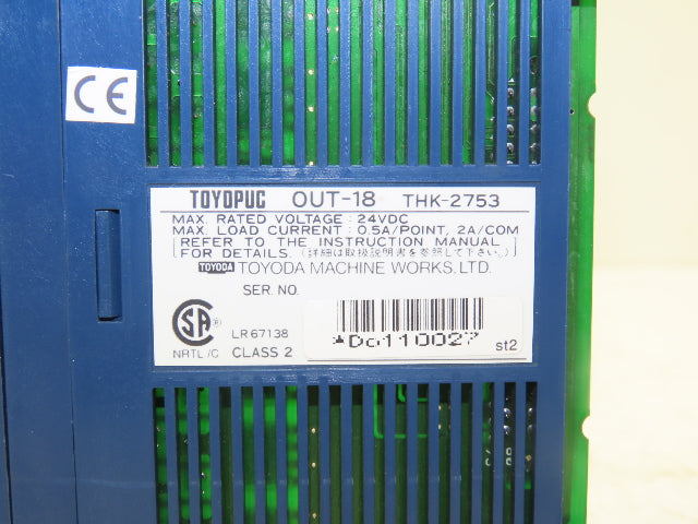 Toyoda Machine Works OUT-18 THK-2753 Toyopuc PLC Output Module 24VDC Lot of 4