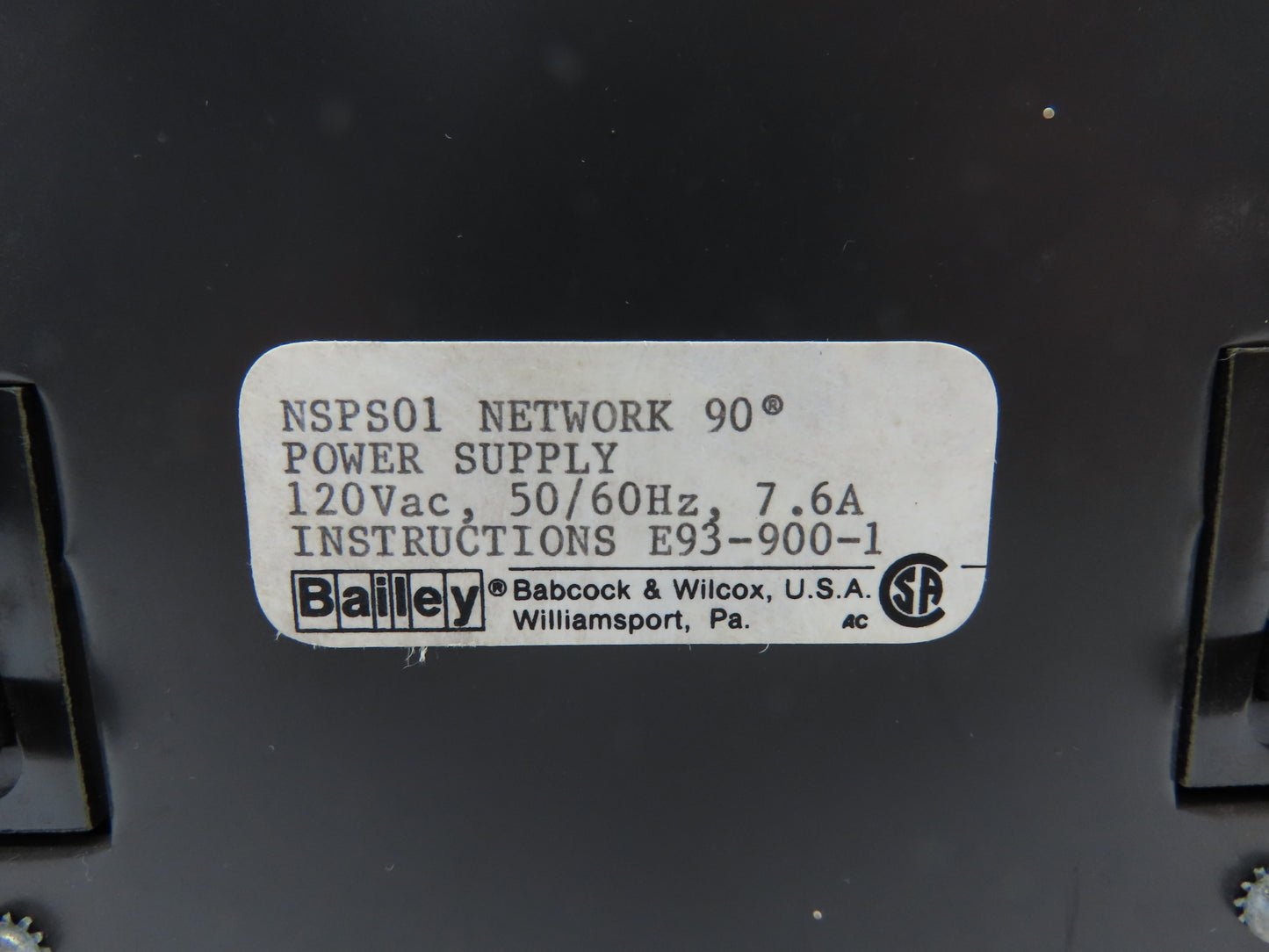 Bailey NSPS01 Network 90 Power Supply 120vac  50/60Hz 7.6A