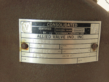 Allied Consolidated Valve 1543-J Safety Relief Valve 2"x 2.5"NPT 100psi Set