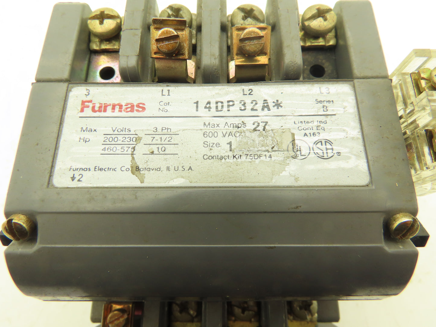 Furnas 14DP32A AC Contactor Motor Starter 10Hp 600VAC 3Ph 120V Coil
