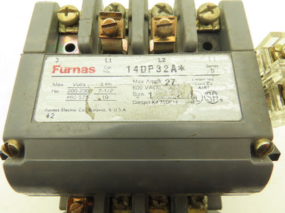 Furnas 14DP32A AC Contactor Motor Starter 10Hp 600VAC 3Ph 120V Coil