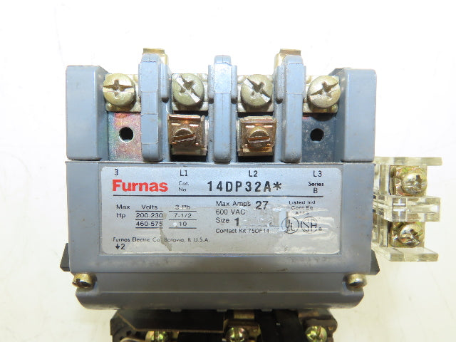 Furnas 14DP32A AC Contactor Motor Starter 10Hp 600VAC 3Ph 120V Coil