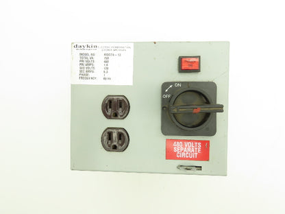 Daykin MDGTA-13 Stepdown Power Transformer 750VA HV 480 LV 120 Outlet