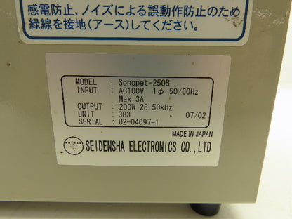 Seidensha Sonopet-250B Ultrasonic Welder Power Supply Plastic Welding