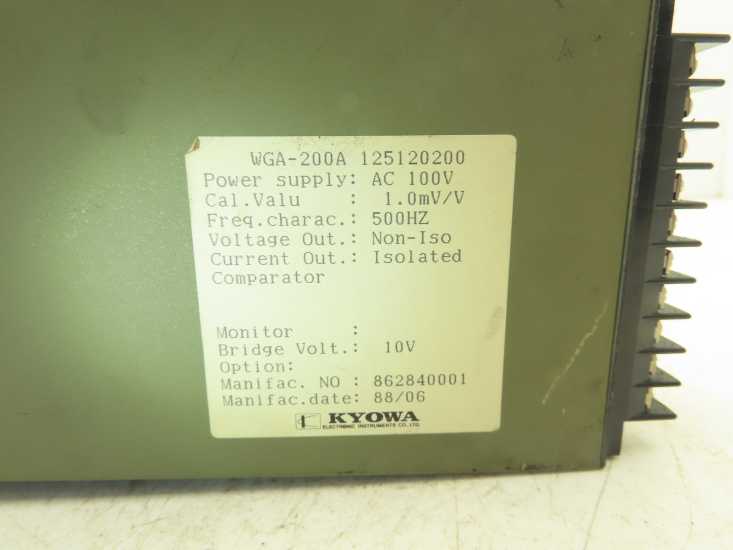Kyowa WGA-200A Instrumentation Amplifier 100V Strain Gauge 125120200