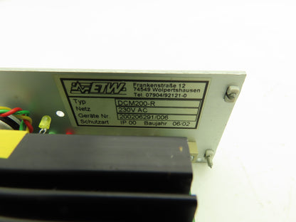 ETW DCM200 Transistor DC Controller 1-Quadrant 230vac Input 0-210vdc Output