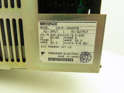 Yaskawa Electric CACR-IR44SFB-P00-B12 Servopack Servo Drive 230V 33A 4.4kw 3Ph