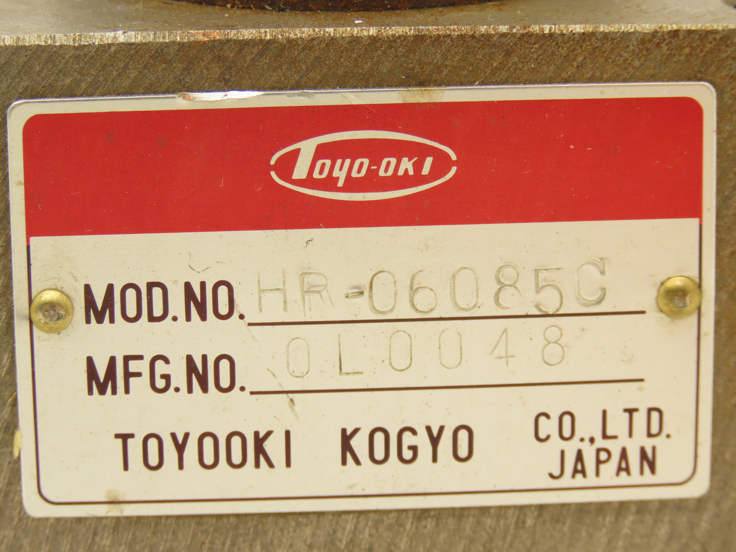 Toyooki Kogyo HR-06085C Hydraulic Pressure Reducing Valve 3/4"NPT