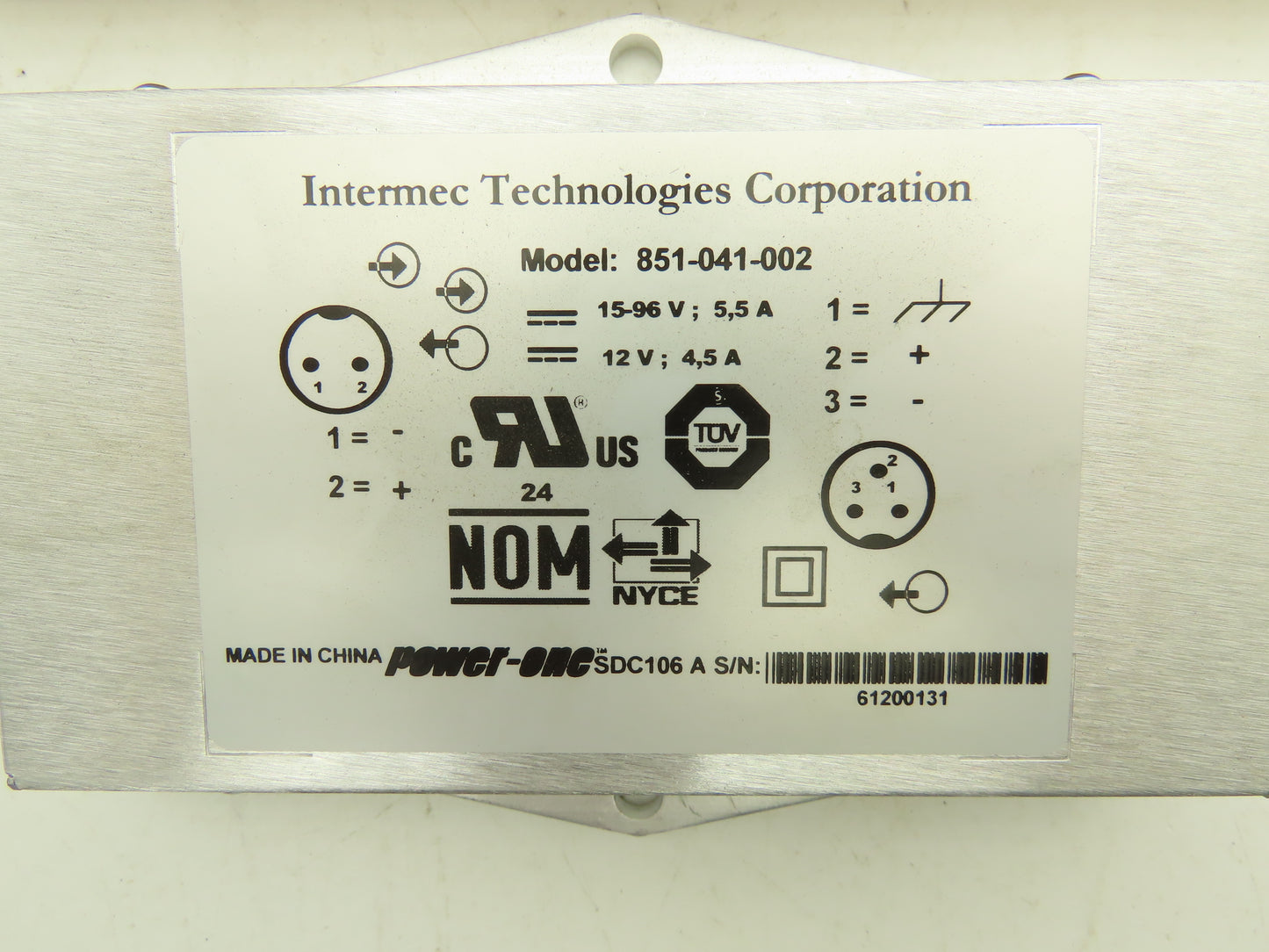 Intermec 851-041-002 Power One DC-DC Converter In 15-96V Out 12VDC 4.5 Amps
