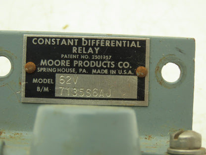 Moore Products 62V 7135S6AJ 1/4" Pneumatic Constant Differential Relay