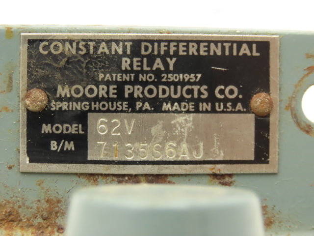 Moore Products 62V 7135S6AJ 1/4" Pneumatic Constant Differential Relay