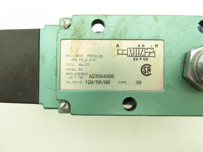 Numatics A23SS43A8|0889-W607 Pneumatic Air Solenoid Valve/Manifold Assembly