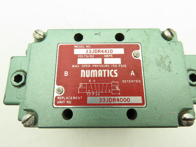 Numatics 33JDR4410 Pneumatic Air Detented Valve/Manifold Assembly