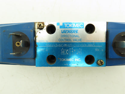 Vickers DG4V36CMU1T750JA65 Hydraulic Solenoid Directional Valve Tokimec 100V