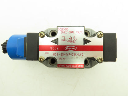 Toyooki Kogyo HD3-2S-KCP-03A-LYD2 Hydraulic Directional Solenoid Valve 24VDC
