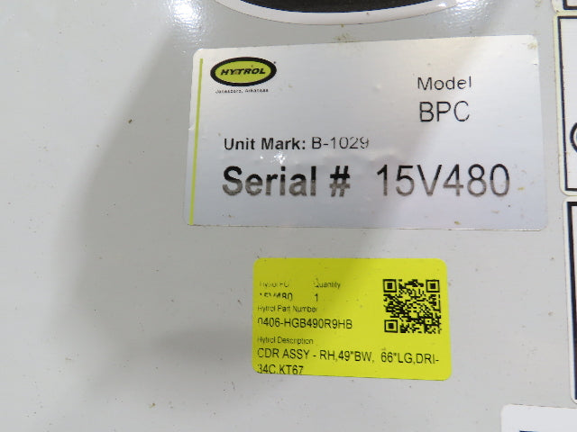 Hytrol BPC 49"x 27' Slider Bed Conveyor 47"Belt 5Hp 3PH Center Drive 183fpm