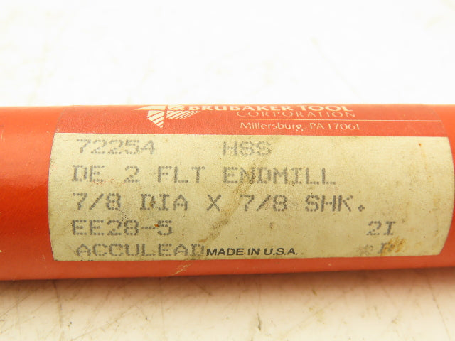 Brubaker Tool 72254 Acculead HSS Endmill 7/8 DIA X 7/8 SHK EE28-5