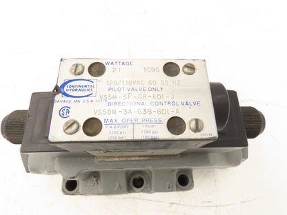 Continental Hydraulics Hydraulic Pilot Operated Directional Valve 120V 60Hz
