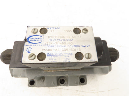 Continental Hydraulics Hydraulic Pilot Operated Directional Valve 120V 60Hz