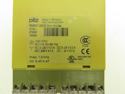 Pilz PSWZ-F Safety Relay Control Module 120VAC