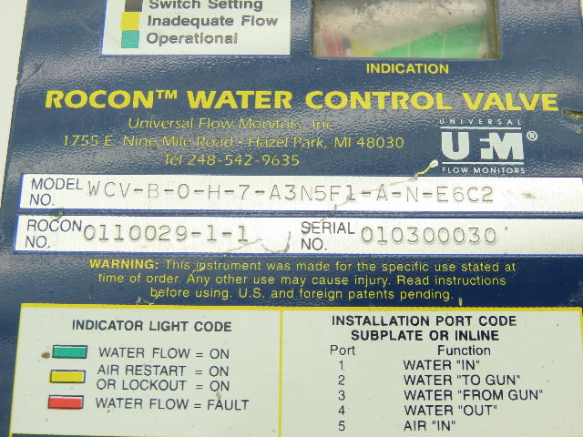 Rocon WCV-B-0-H-7-A3N5F1-A-N-E6C2 Water Control Valve 150PSI 120VAC 0110029-1-1