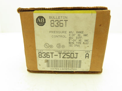 Allen Bradley 836T-T250J Pressure Control Switch 30" VAC Bulletin 836T Ser A