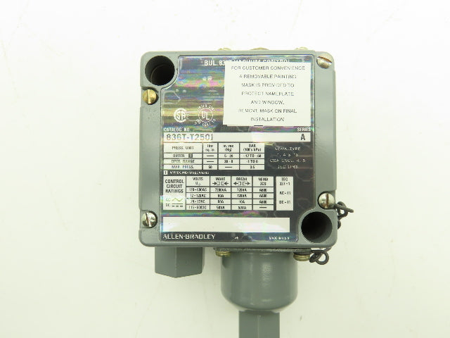 Allen Bradley 836T-T250J Pressure Control Switch 30" VAC Bulletin 836T Ser A