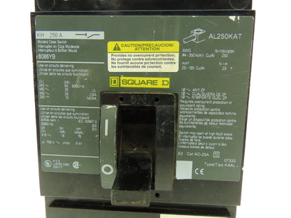 Square D KH-250A Circuit Breaker 250A 600V 3 Pole Green Face
