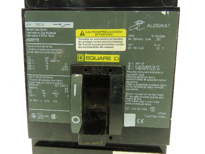 Square D KH-250A Circuit Breaker 250A 600V 3 Pole Green Face