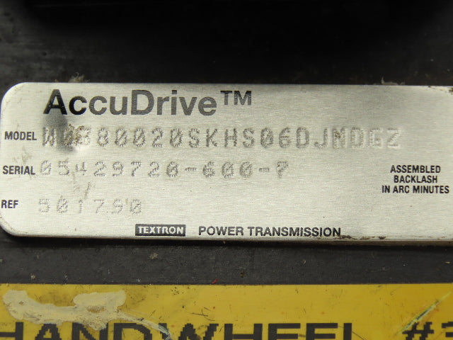 Textron W0380020SKHSO6DJMDGZ AccuDrive Gearbox 20:1 Ratio 87.5rpm RH Output